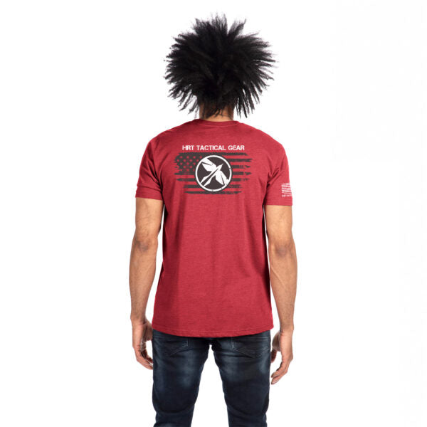 HRT Red Round T-Shirt With Flag Logo